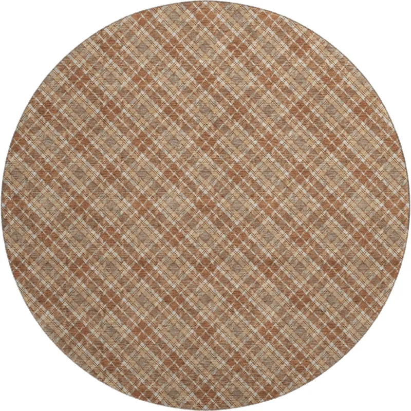 Luxury Washable Indoor/Outdoor Soft Essentials Paprika 8\' x 8\' Round Rug