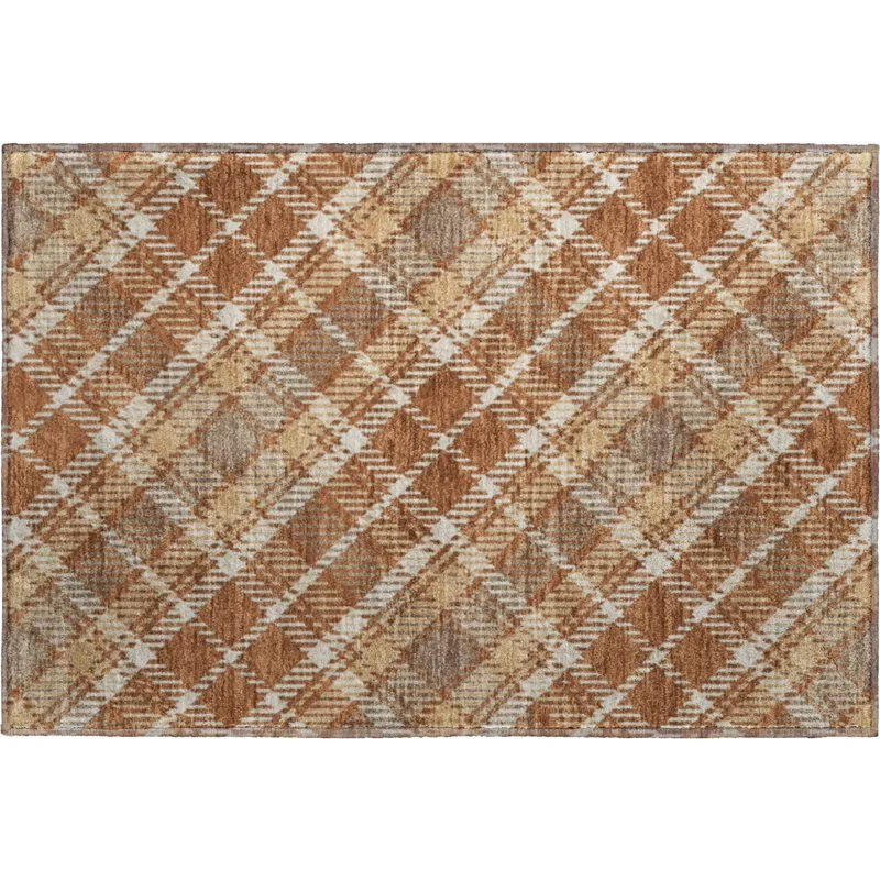 Luxury Washable Indoor/Outdoor Soft Essentials Paprika 1\'8\" x 2\'6\" Rug