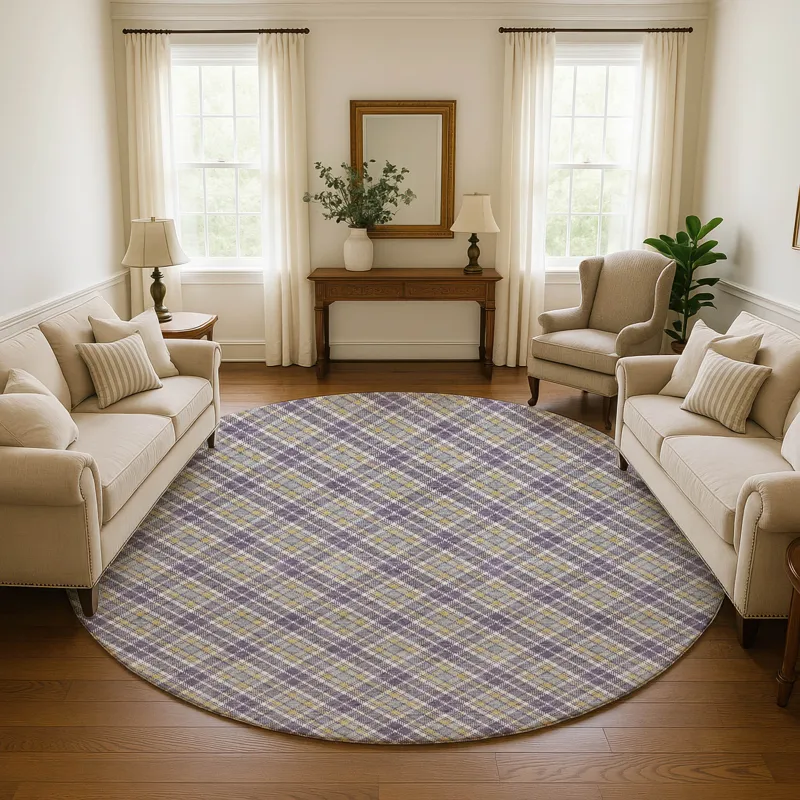 Luxury Washable Indoor/Outdoor Soft Essentials Plum 8\' x 8\' Round Rug