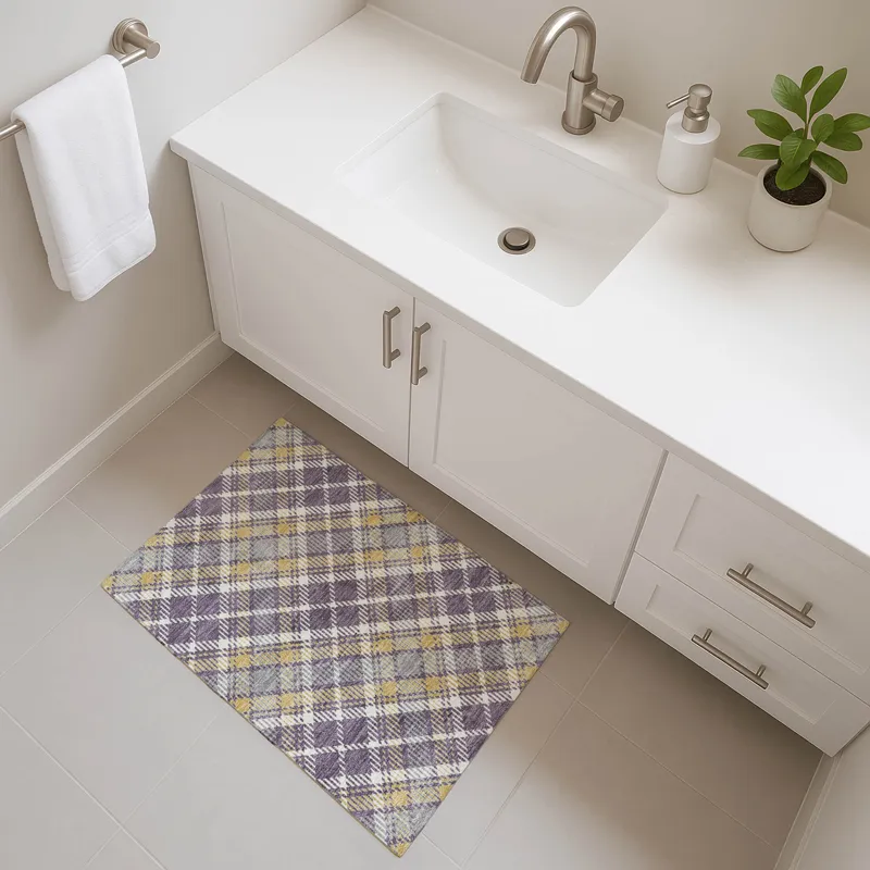 Luxury Washable Indoor/Outdoor Soft Essentials Plum 1\'8\" x 2\'6\" Rug
