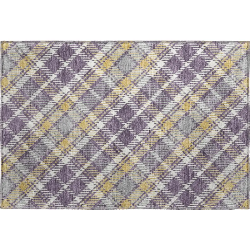 Luxury Washable Indoor/Outdoor Soft Essentials Plum 1\'8\" x 2\'6\" Rug