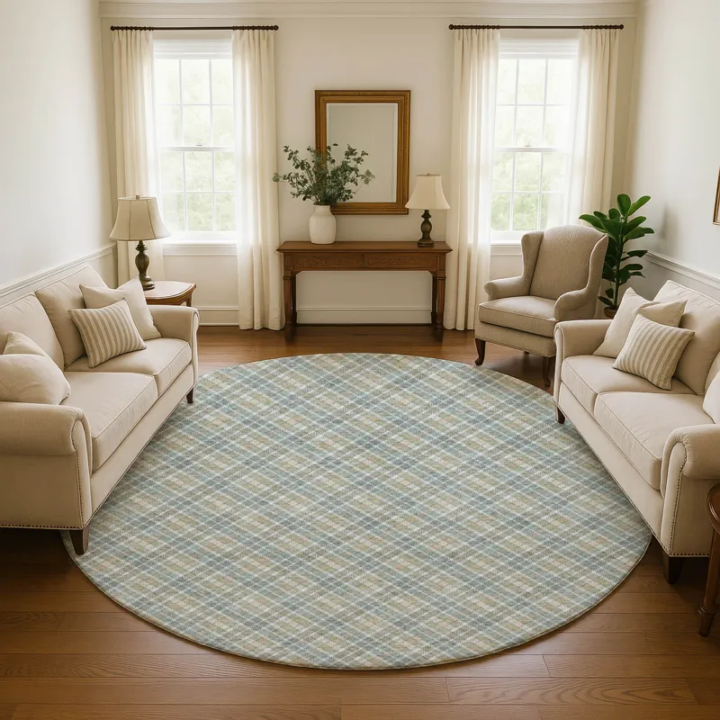 Luxury Washable Indoor/Outdoor Soft Essentials Seaside 8\' x 8\' Round Rug