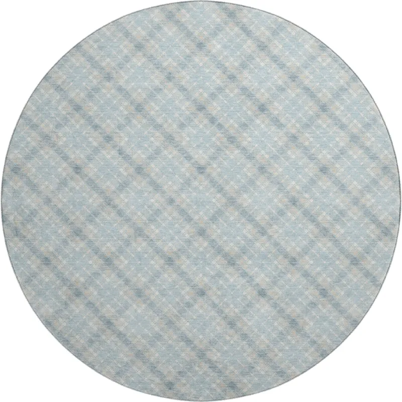 Luxury Washable Indoor/Outdoor Soft Essentials Sky 8\' x 8\' Round Rug