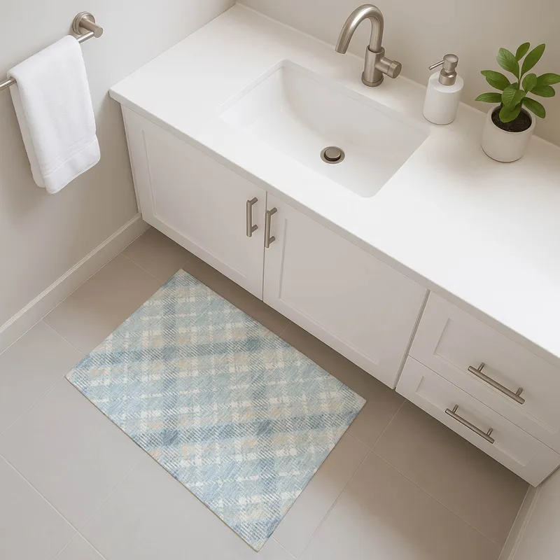 Luxury Washable Indoor/Outdoor Soft Essentials Sky 1\'8\" x 2\'6\" Rug