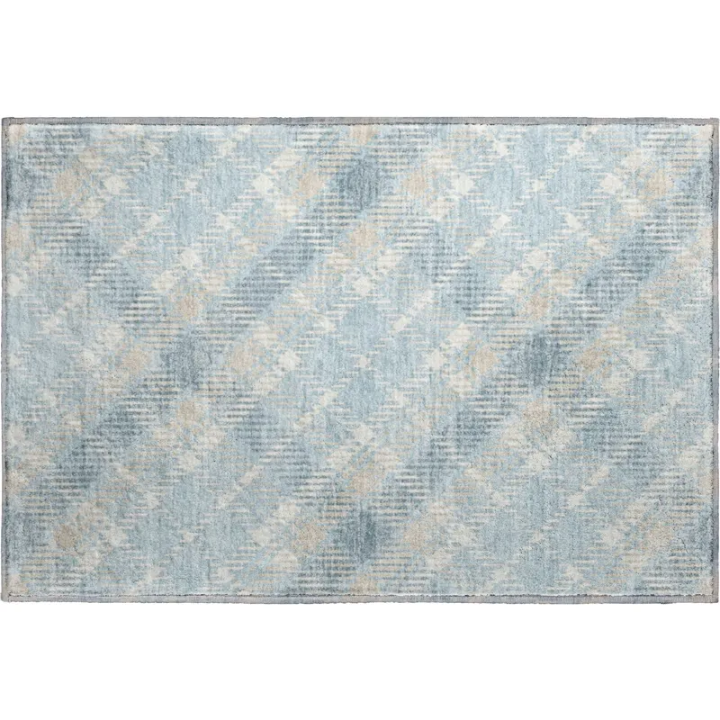 Luxury Washable Indoor/Outdoor Soft Essentials Sky 1\'8\" x 2\'6\" Rug