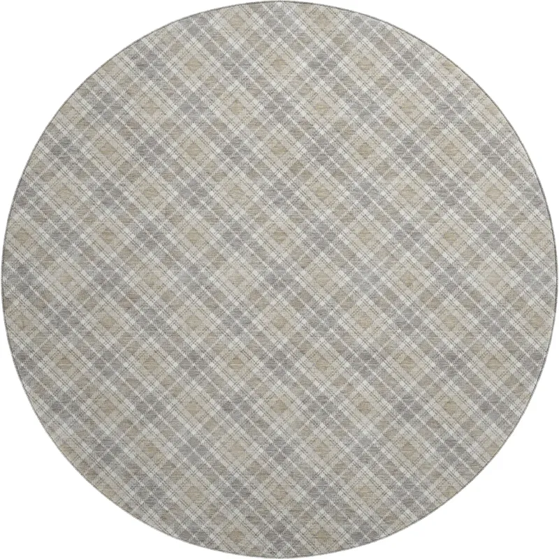 Luxury Washable Indoor/Outdoor Soft Essentials Taupe 8\' x 8\' Round Rug