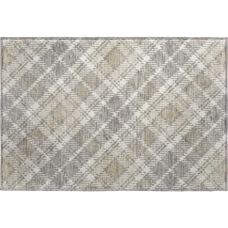 Luxury Washable Indoor/Outdoor Soft Essentials Taupe 1\'8\" x 2\'6\" Rug