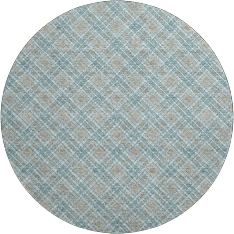 Luxury Washable Indoor/Outdoor Soft Essentials Teal 8\' x 8\' Round Rug