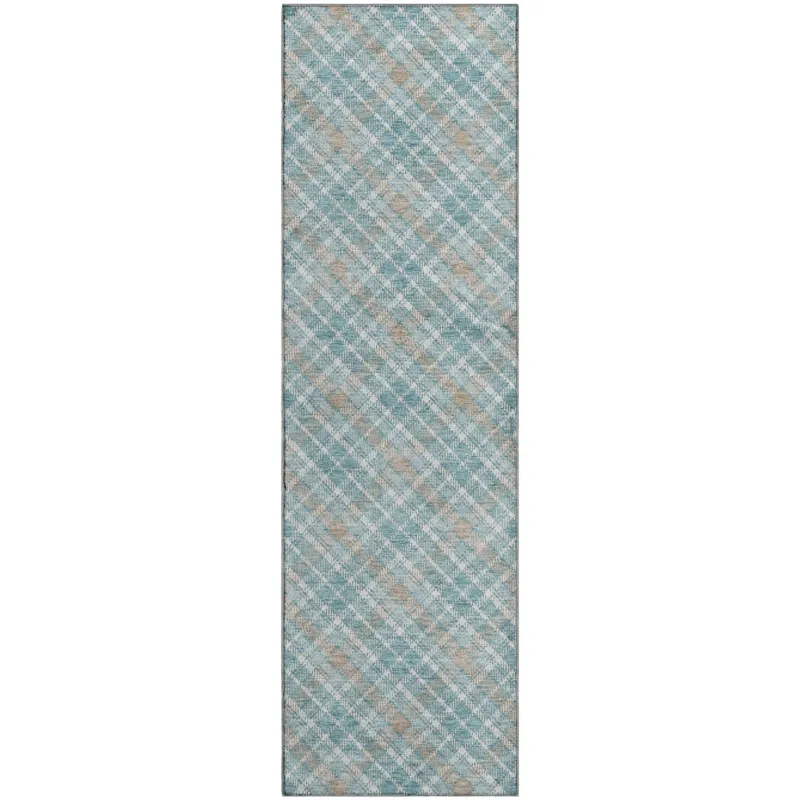 Luxury Washable Indoor/Outdoor Soft Essentials Teal 2\'3\" x 7\'6\" Runner Rug