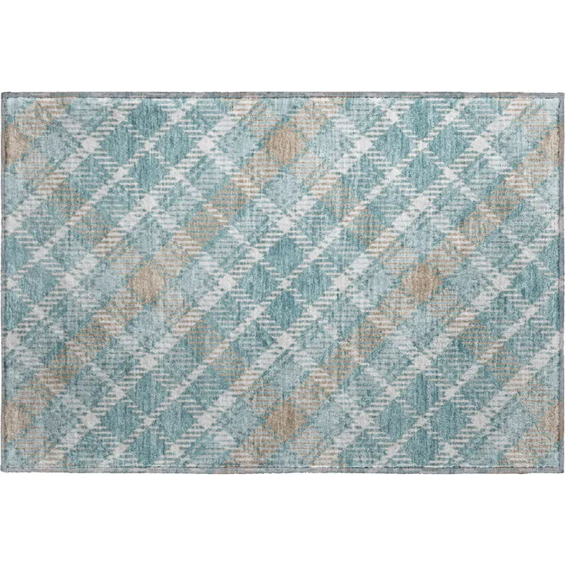 Luxury Washable Indoor/Outdoor Soft Essentials Teal 1\'8\" x 2\'6\" Rug