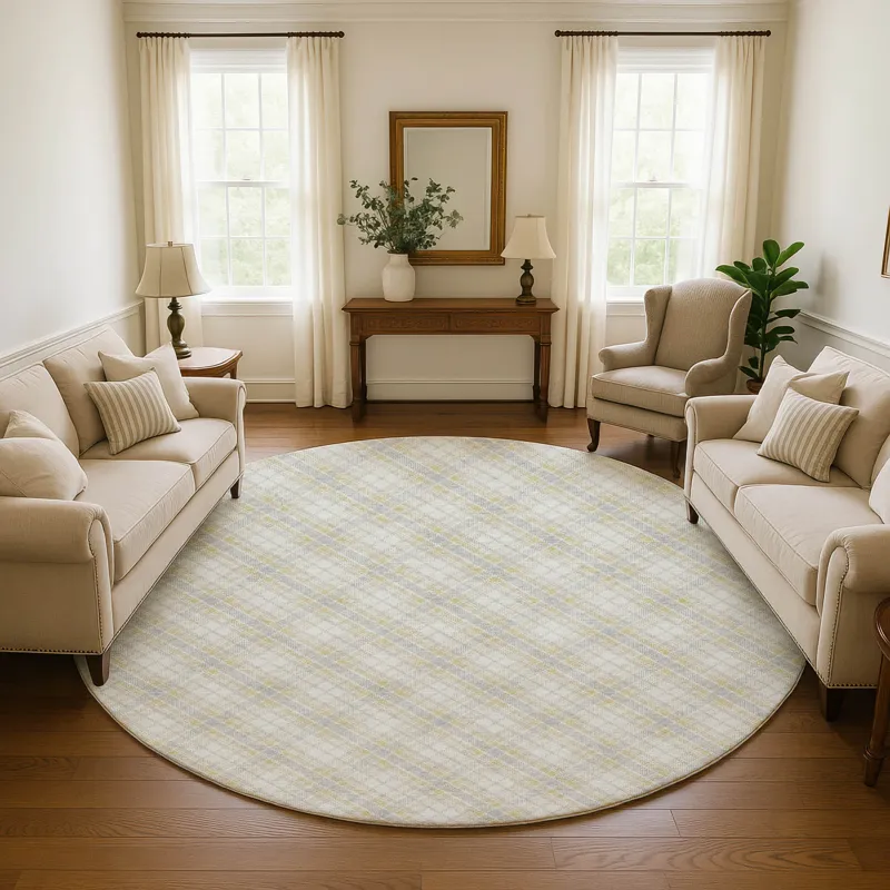 Luxury Washable Indoor/Outdoor Soft Essentials Wheat 8\' x 8\' Round Rug