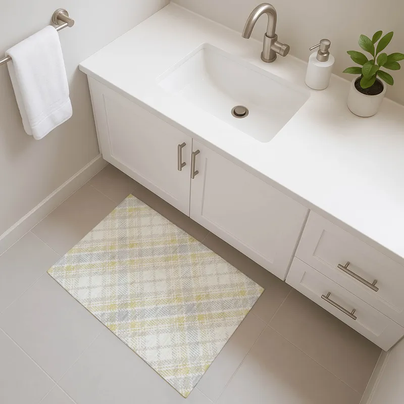 Luxury Washable Indoor/Outdoor Soft Essentials Wheat 1\'8\" x 2\'6\" Rug