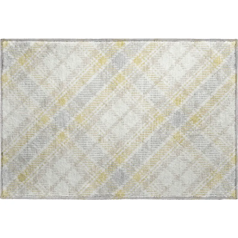 Luxury Washable Indoor/Outdoor Soft Essentials Wheat 1\'8\" x 2\'6\" Rug