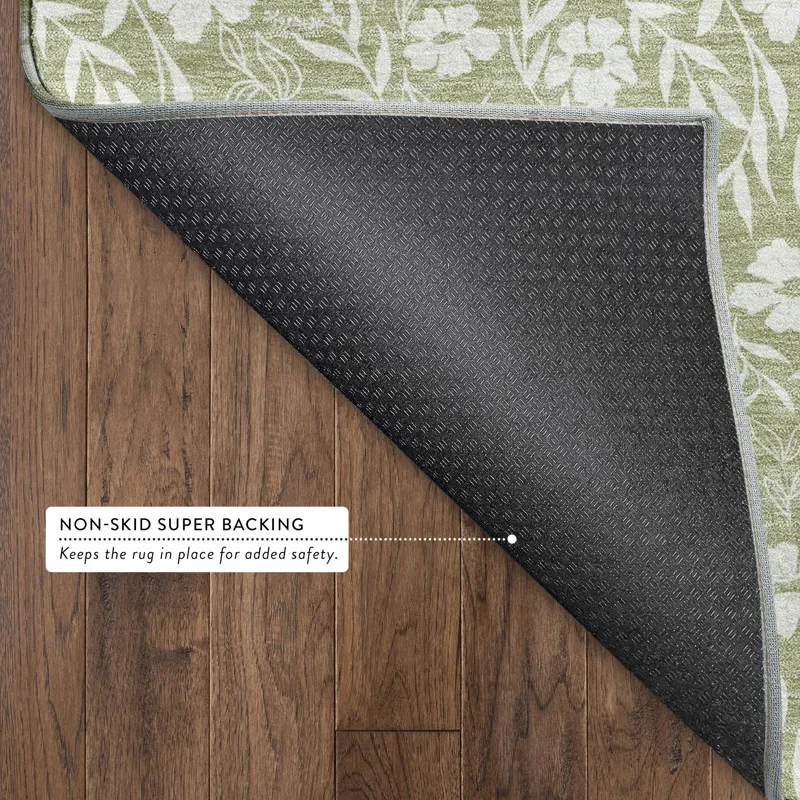 Luxury Washable Indoor/Outdoor Soft Essentials Aloe 2\'3\" x 7\'6\" Runner Rug