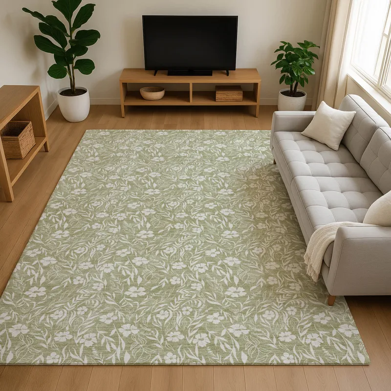Luxury Washable Indoor/Outdoor Soft Essentials Aloe 10\' x 14\' Rug