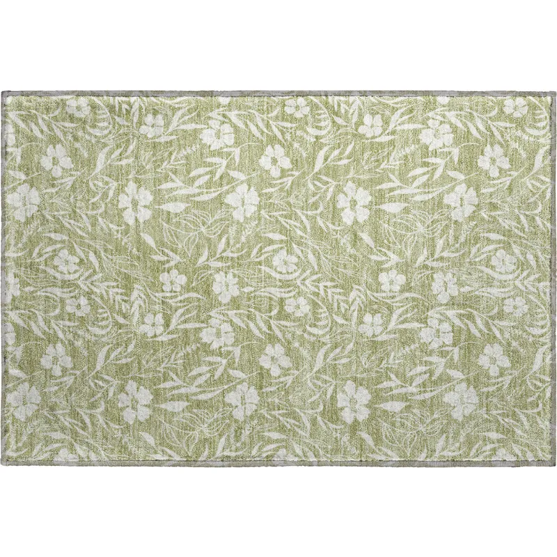 Luxury Washable Indoor/Outdoor Soft Essentials Aloe 1\'8\" x 2\'6\" Rug