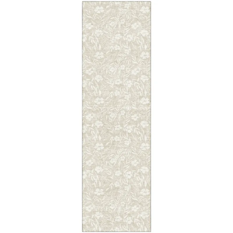 Luxury Washable Indoor/Outdoor Soft Essentials Beige 2\'3\" x 7\'6\" Runner Rug