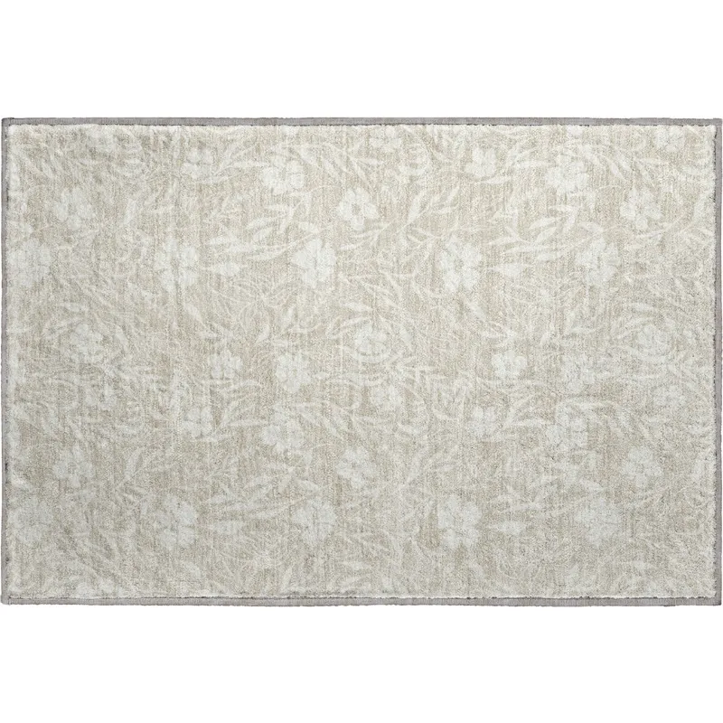 Luxury Washable Indoor/Outdoor Soft Essentials Beige 1\'8\" x 2\'6\" Rug