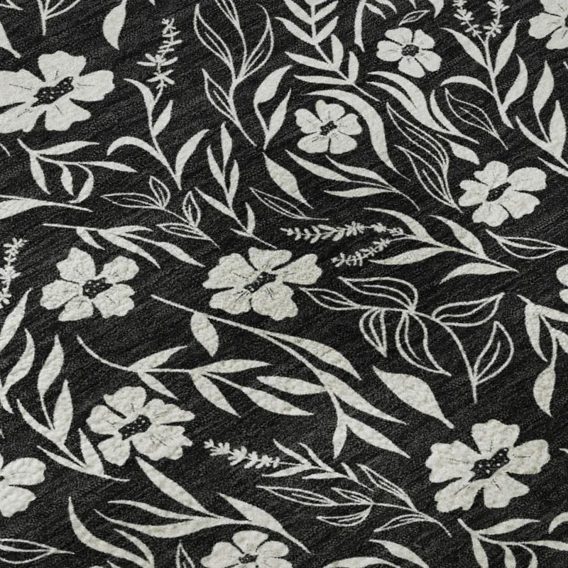 Luxury Washable Indoor/Outdoor Soft Essentials Black 5\' x 7\'6\" Rug