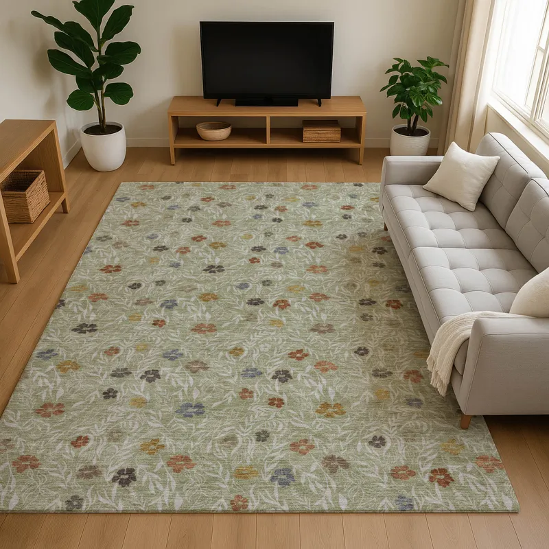 Luxury Washable Indoor/Outdoor Soft Essentials Cactus 9\' x 12\' Rug
