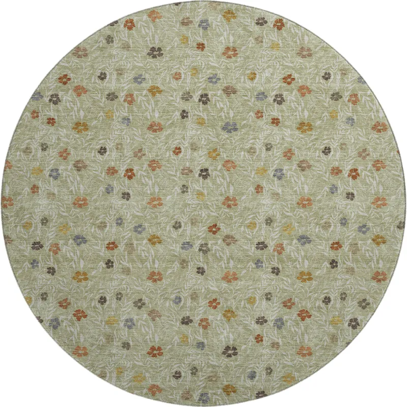 Luxury Washable Indoor/Outdoor Soft Essentials Cactus 8\' x 8\' Round Rug