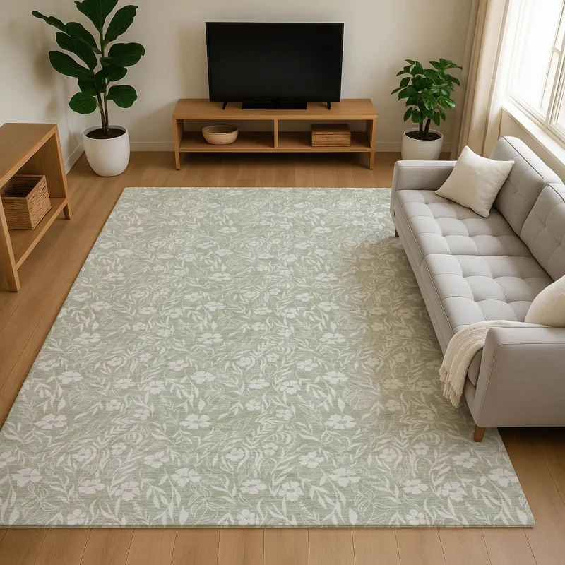 Luxury Washable Indoor/Outdoor Soft Essentials Celery 3\' x 5\' Rug