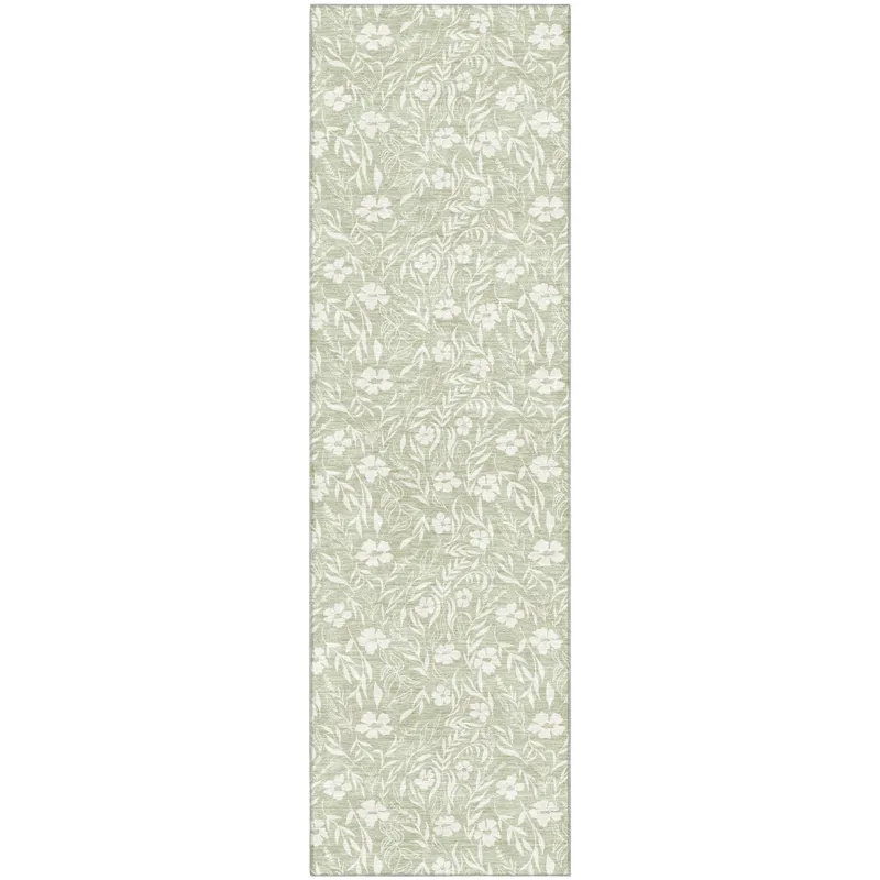 Luxury Washable Indoor/Outdoor Soft Essentials Celery 2\'3\" x 7\'6\" Runner Rug