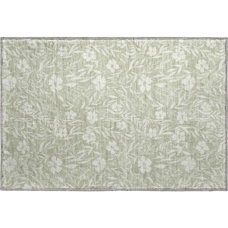 Luxury Washable Indoor/Outdoor Soft Essentials Celery 1\'8\" x 2\'6\" Rug