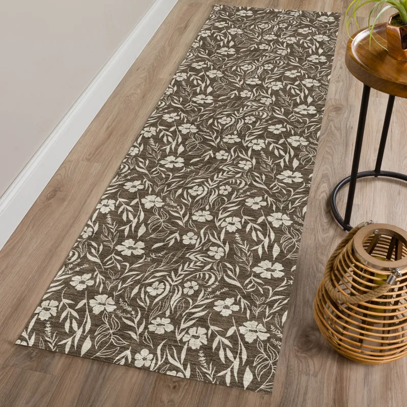 Luxury Washable Indoor/Outdoor Soft Essentials Chocolate 2\'3\" x 7\'6\" Runner Rug