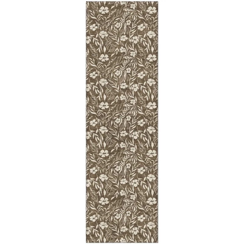 Luxury Washable Indoor/Outdoor Soft Essentials Chocolate 2\'3\" x 7\'6\" Runner Rug