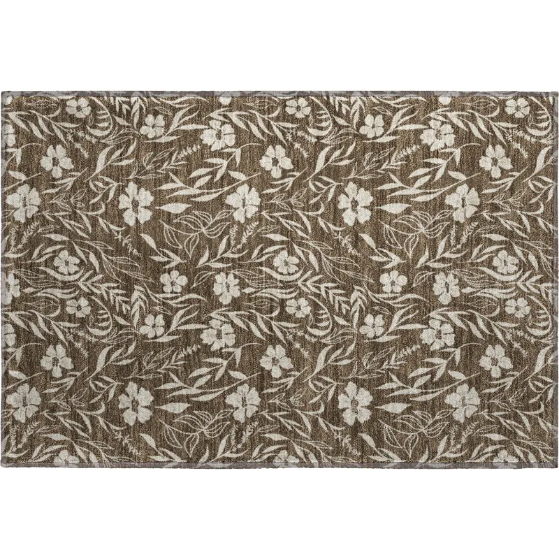 Luxury Washable Indoor/Outdoor Soft Essentials Chocolate 1\'8\" x 2\'6\" Rug