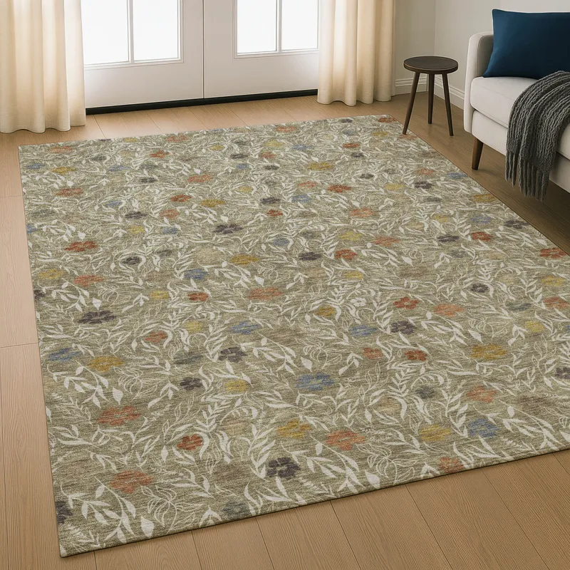 Luxury Washable Indoor/Outdoor Soft Essentials Coffee 8\' x 10\' Rug