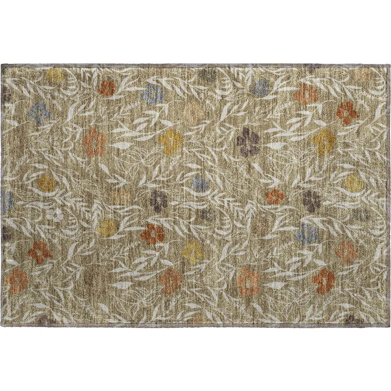 Luxury Washable Indoor/Outdoor Soft Essentials Coffee 1\'8\" x 2\'6\" Rug