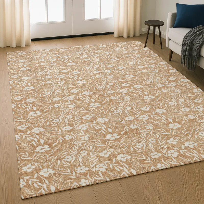 Luxury Washable Indoor/Outdoor Soft Essentials Copper 5\' x 7\'6\" Rug