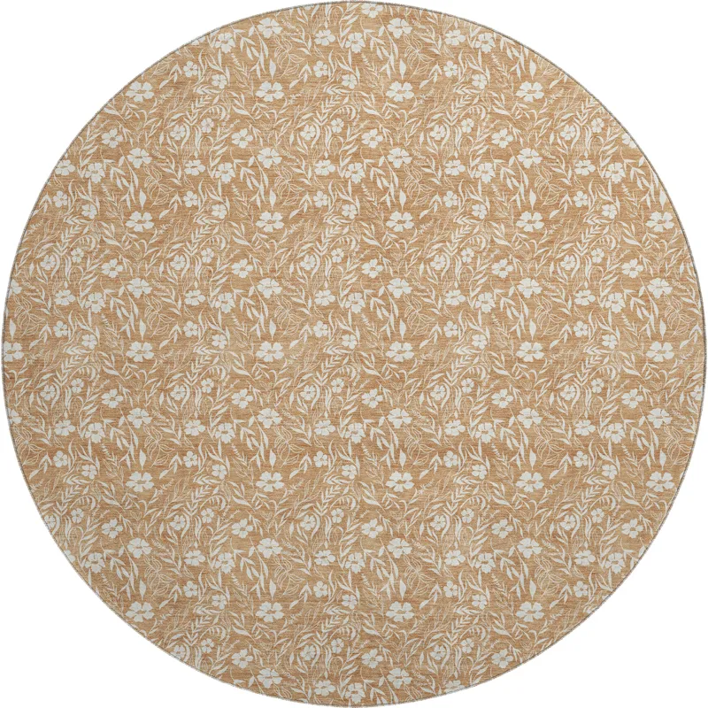 Luxury Washable Indoor/Outdoor Soft Essentials Copper 8\' x 8\' Round Rug