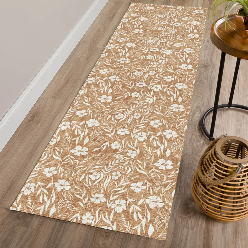 Luxury Washable Indoor/Outdoor Soft Essentials Copper 2\'3\" x 7\'6\" Runner Rug
