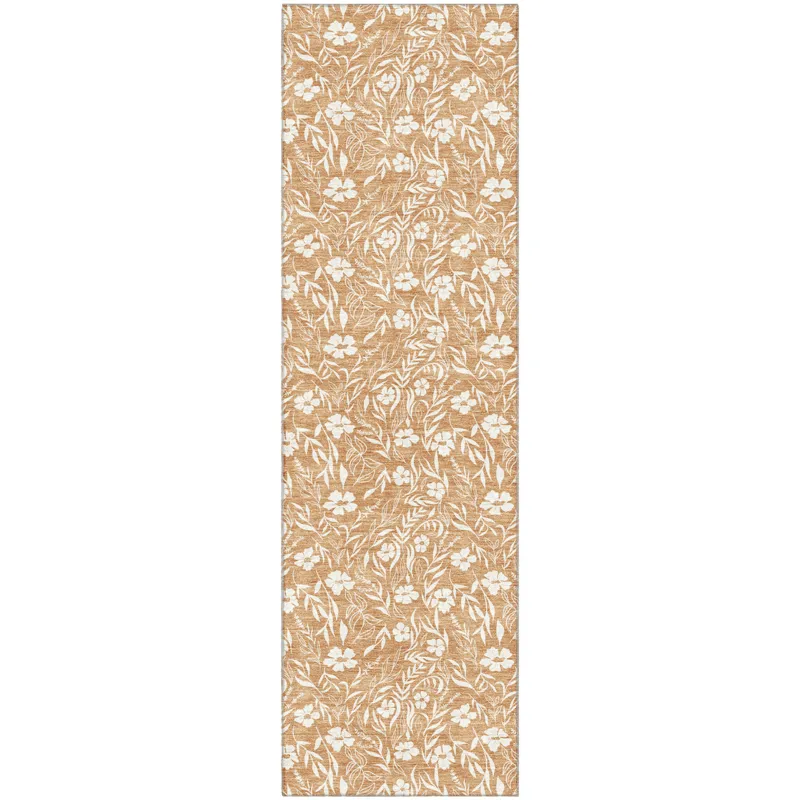 Luxury Washable Indoor/Outdoor Soft Essentials Copper 2\'3\" x 7\'6\" Runner Rug