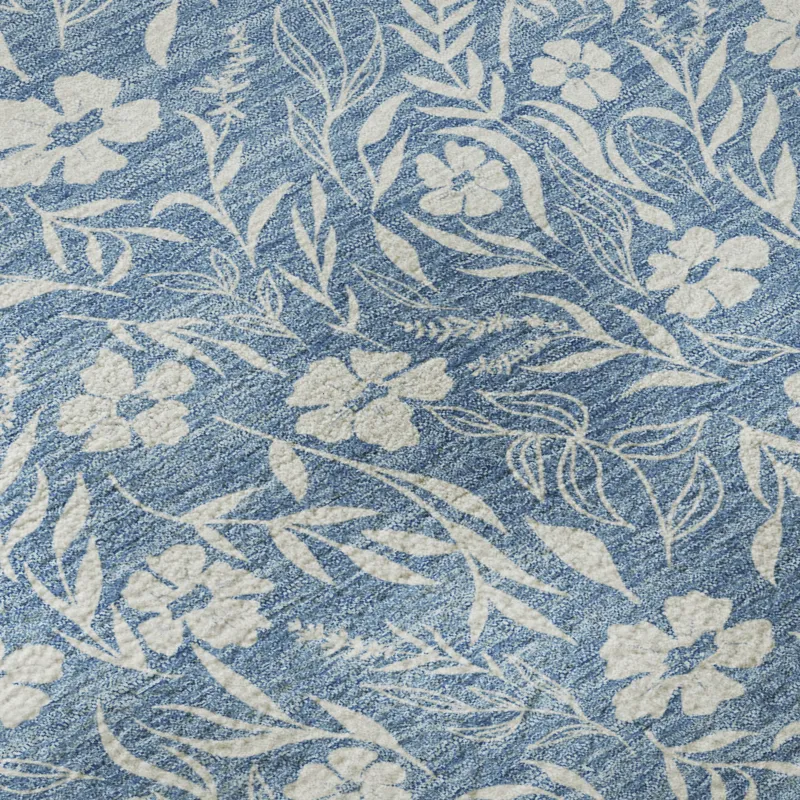 Luxury Washable Indoor/Outdoor Soft Essentials Denim 8\' x 8\' Round Rug