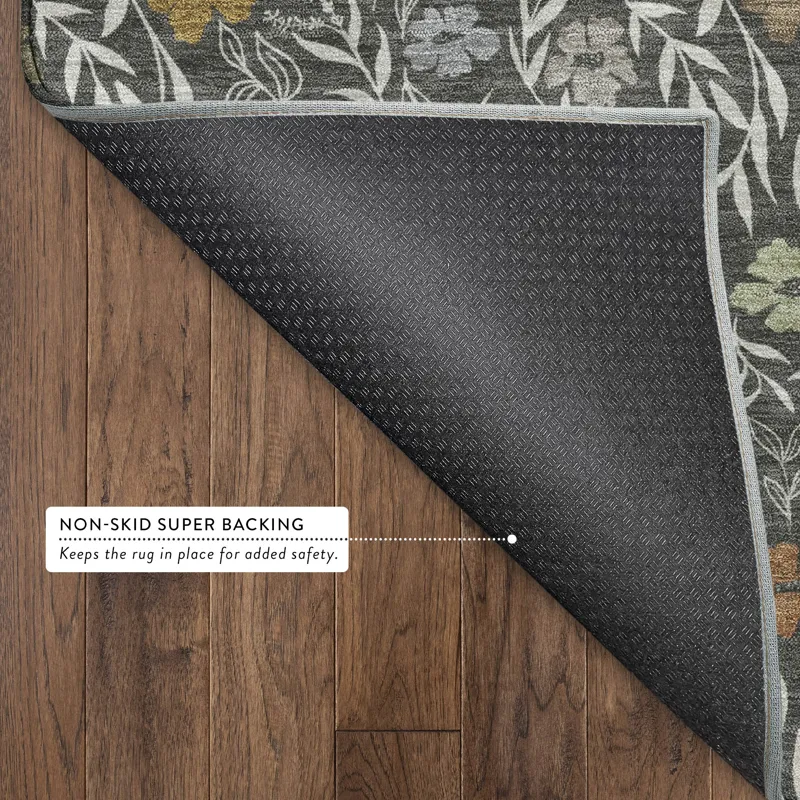 Luxury Washable Indoor/Outdoor Soft Essentials Graphite 2\'6\" x 3\'10\" Rug
