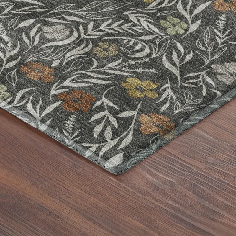 Luxury Washable Indoor/Outdoor Soft Essentials Graphite 2\'6\" x 3\'10\" Rug