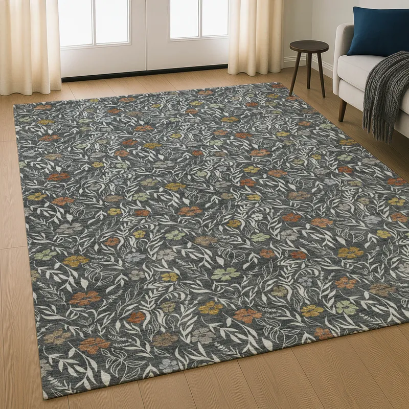 Luxury Washable Indoor/Outdoor Soft Essentials Graphite 2\'6\" x 3\'10\" Rug