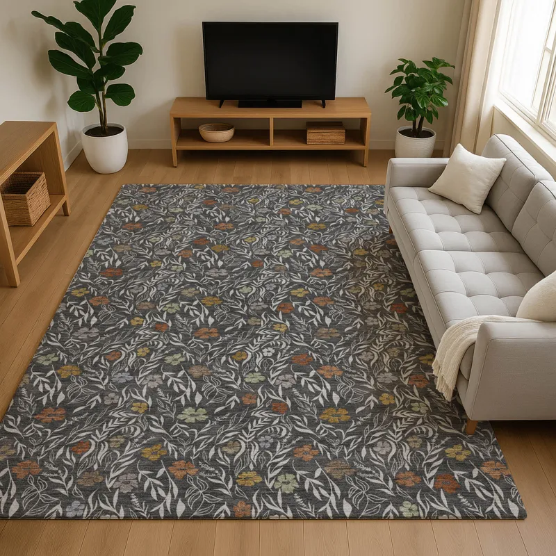 Luxury Washable Indoor/Outdoor Soft Essentials Graphite 2\'6\" x 3\'10\" Rug