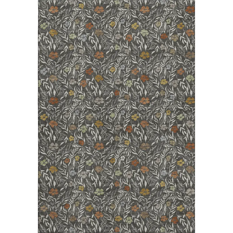 Luxury Washable Indoor/Outdoor Soft Essentials Graphite 2\'6\" x 3\'10\" Rug
