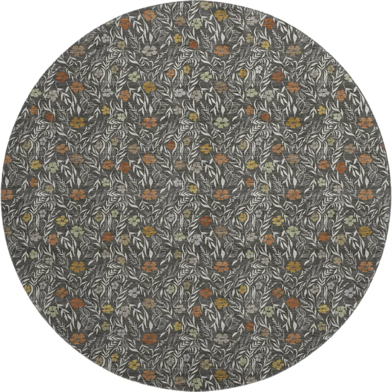 Luxury Washable Indoor/Outdoor Soft Essentials Graphite 8\' x 8\' Round Rug