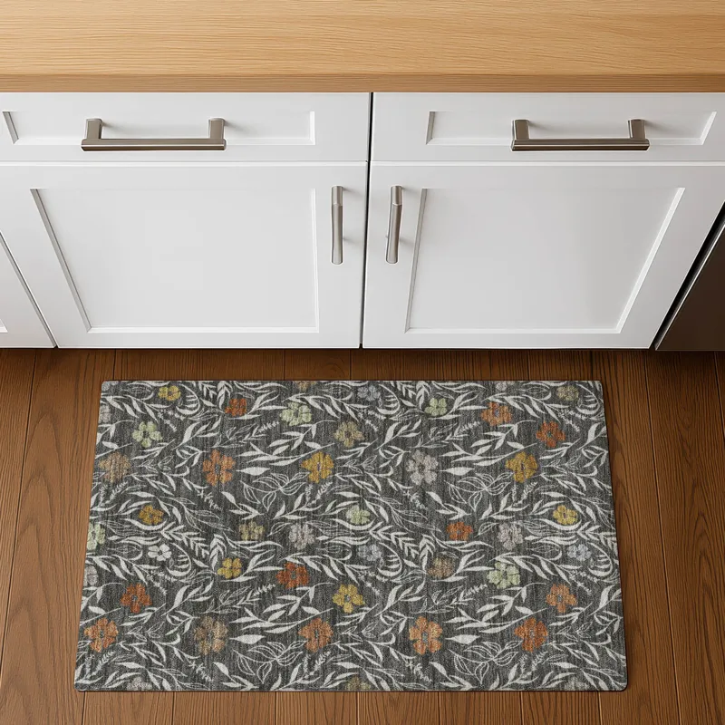 Luxury Washable Indoor/Outdoor Soft Essentials Graphite 1\'8\" x 2\'6\" Rug