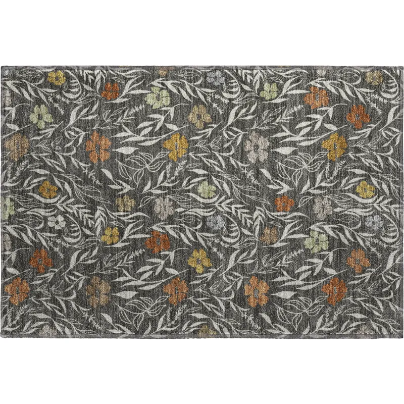 Luxury Washable Indoor/Outdoor Soft Essentials Graphite 1\'8\" x 2\'6\" Rug