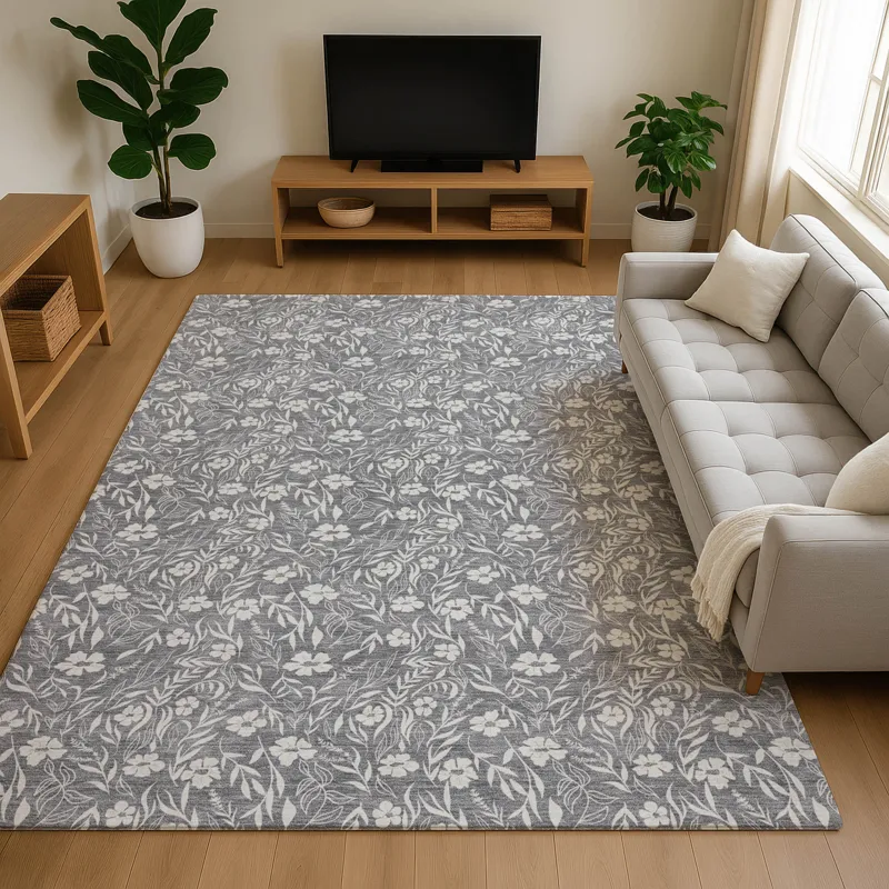 Luxury Washable Indoor/Outdoor Soft Essentials Gray 8\' x 10\' Rug
