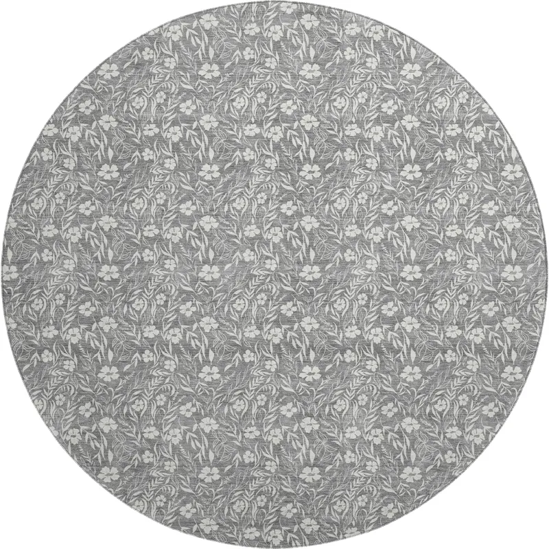 Luxury Washable Indoor/Outdoor Soft Essentials Gray 8\' x 8\' Round Rug