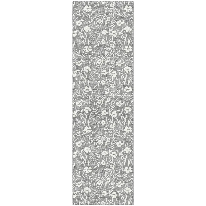 Luxury Washable Indoor/Outdoor Soft Essentials Gray 2\'3\" x 7\'6\" Runner Rug