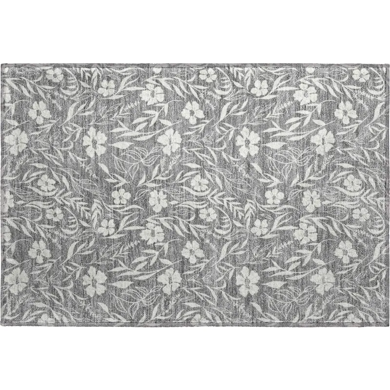 Luxury Washable Indoor/Outdoor Soft Essentials Gray 1\'8\" x 2\'6\" Rug